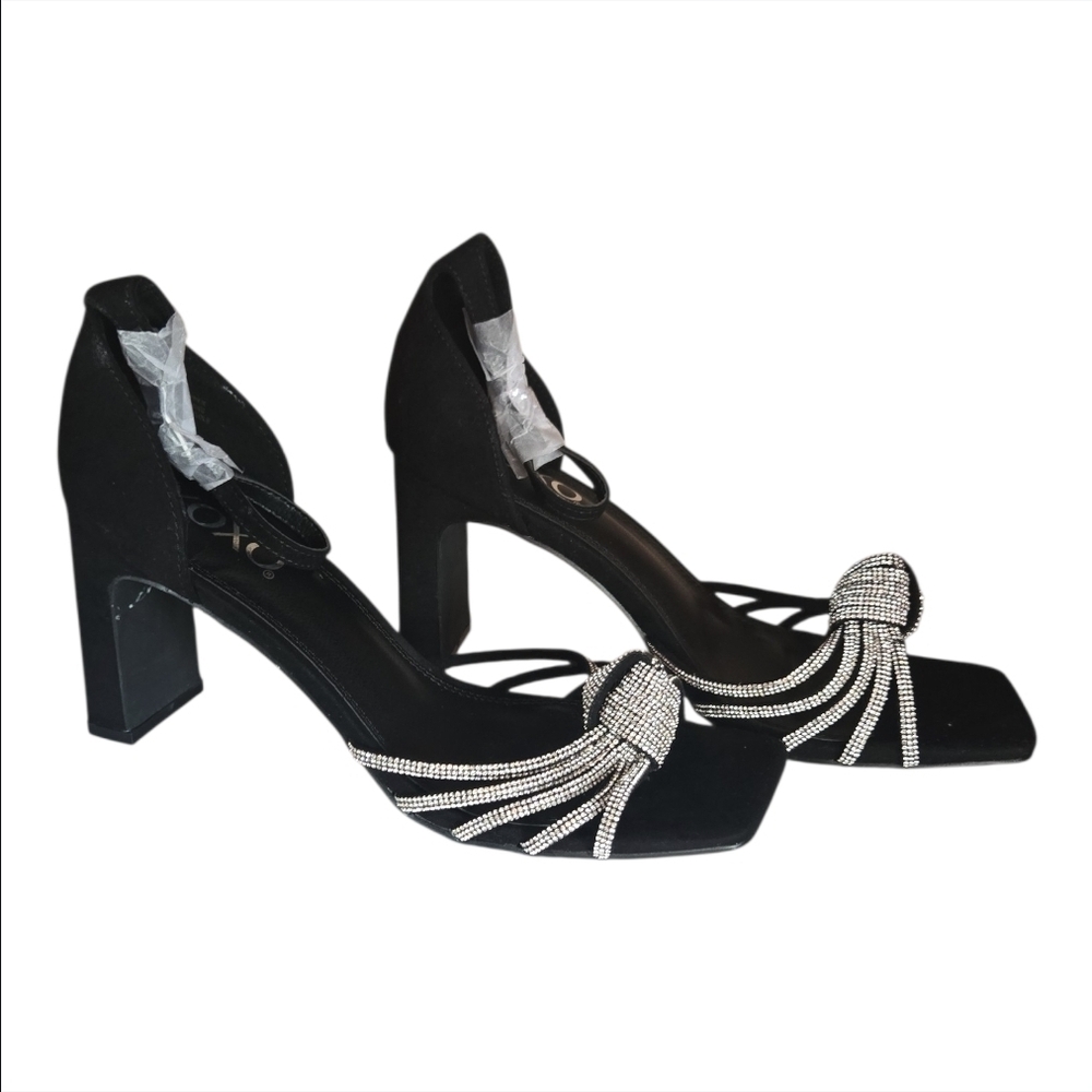 XOXO Elegant Flavian Black Heels with Rhinestones-Size 8 NWOT